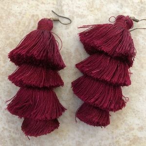 Burgundy Tassel Earrings